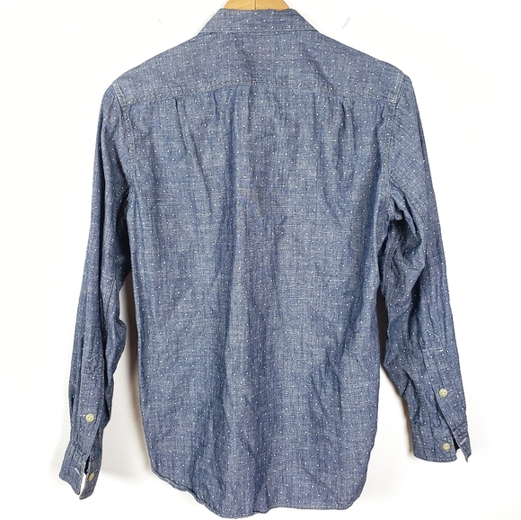 J. Crew | Polkadot Blue Chambray Button Up Small - Picture 6 of 6